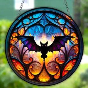 Bat Suncatcher Halloween Black Flying 6" Scary Spooky Horror Hanging Decoration